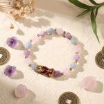 The Prosperity Bracelet - Amethyst, Aquamarine, Rose Quartz Pixiu - Professional Photo