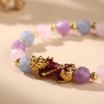 The Prosperity Bracelet - Amethyst, Aquamarine, Rose Quartz Pixiu - Professional Photo