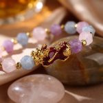 The Prosperity Bracelet - Amethyst, Aquamarine, Rose Quartz Pixiu - Professional Photo