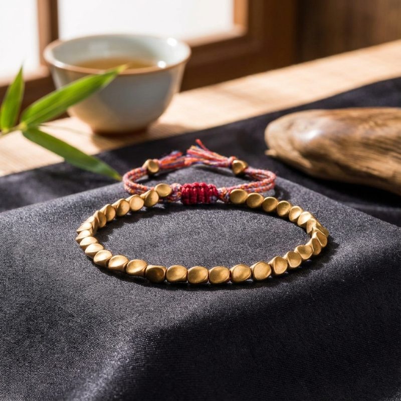 Tibetan Copper Beads Bracelet Handmade - For Healing, Strength & Protection - Professional Photo