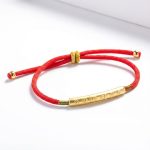 Tibetan Red/Gold String Bracelet - Buddhist Lucky Charm - Professional Photo