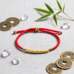 Tibetan Red/Gold String Bracelet - Buddhist Lucky Charm - Professional Photo