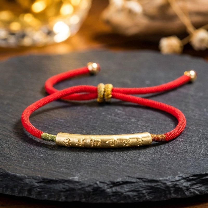 Tibetan Red String Bracelet - Buddhist Lucky Charm - Professional Photo