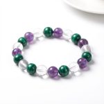 Triple Healing Bracelet – Amethyst, Malachite, Clear Quartz - Professional Photo