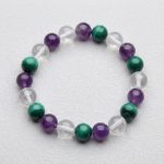 Triple Healing Bracelet – Amethyst, Malachite, Clear Quartz - Professional Photo