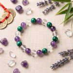 Triple Healing Bracelet – Amethyst, Malachite, Clear Quartz - Professional Photo