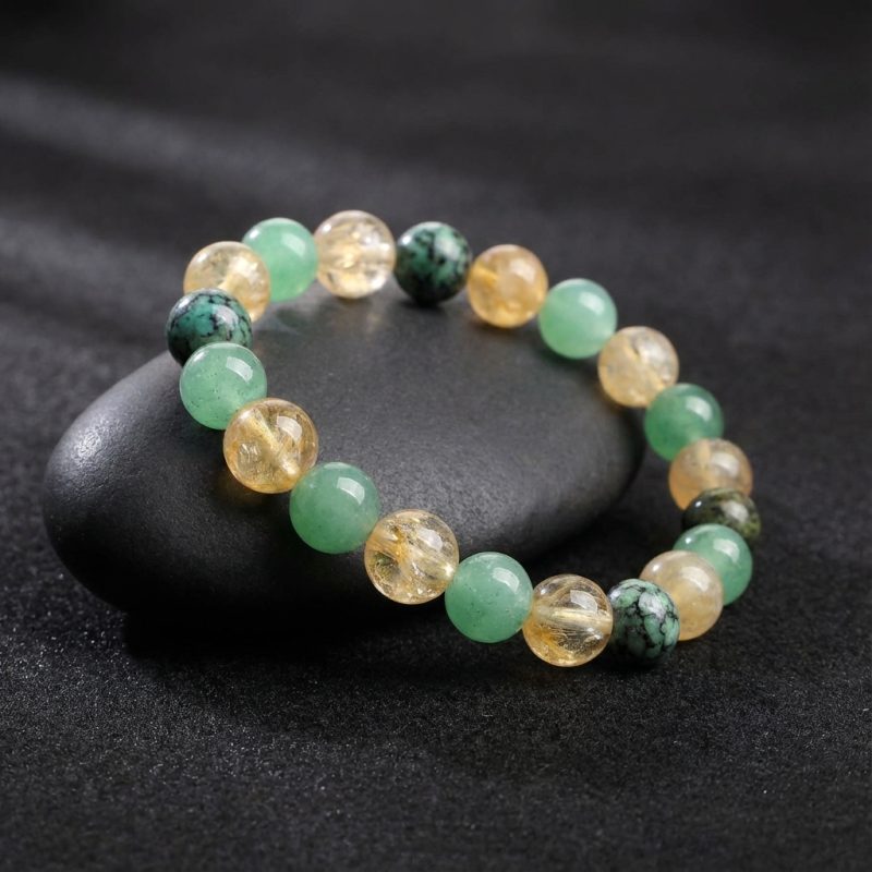 Triple Prosperity Bracelet - Citrine, Green Aventurine, Turquoise - Professional Photo