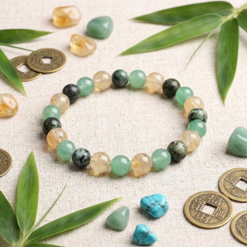 Triple Prosperity Bracelet - Citrine, Green Aventurine, Turquoise - Professional Photo