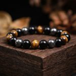 Triple Protection Bracelet - Tiger’s Eye, Obsidian, Hematite - Professional Photo
