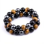 Triple Protection Bracelet - Tiger’s Eye, Obsidian, Hematite - Professional Photo