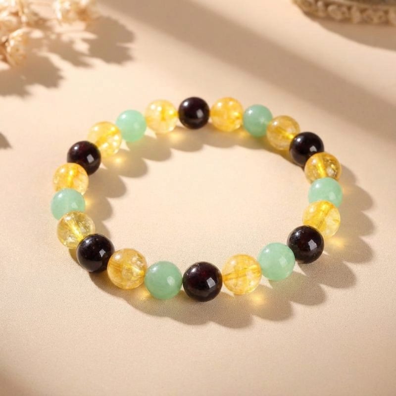 Triple Success Bracelet – Citrine, Aventurine, Garnet - Professional Photo
