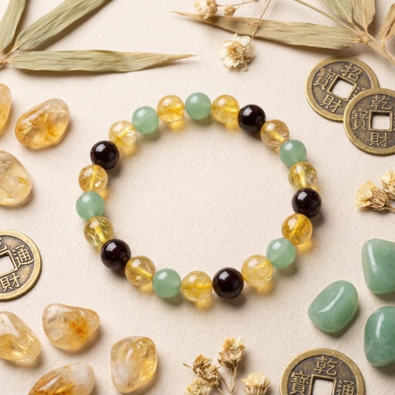 Triple Success Bracelet – Citrine, Aventurine, Garnet - Professional Photo