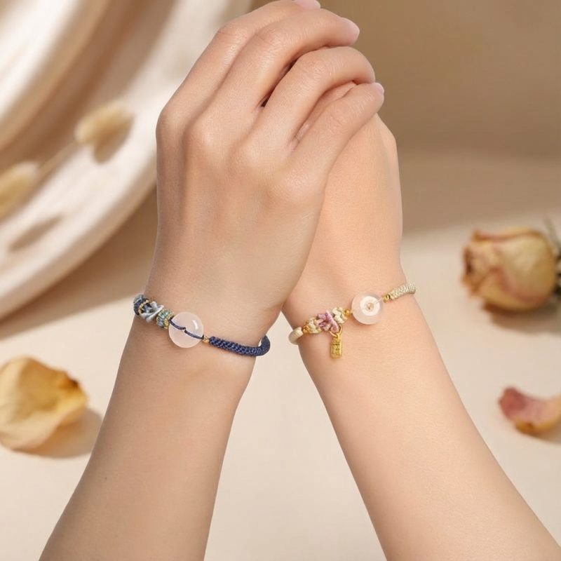 White Agate Fu Couple Bracelets - Give the Gift of Luck - Professional Photo