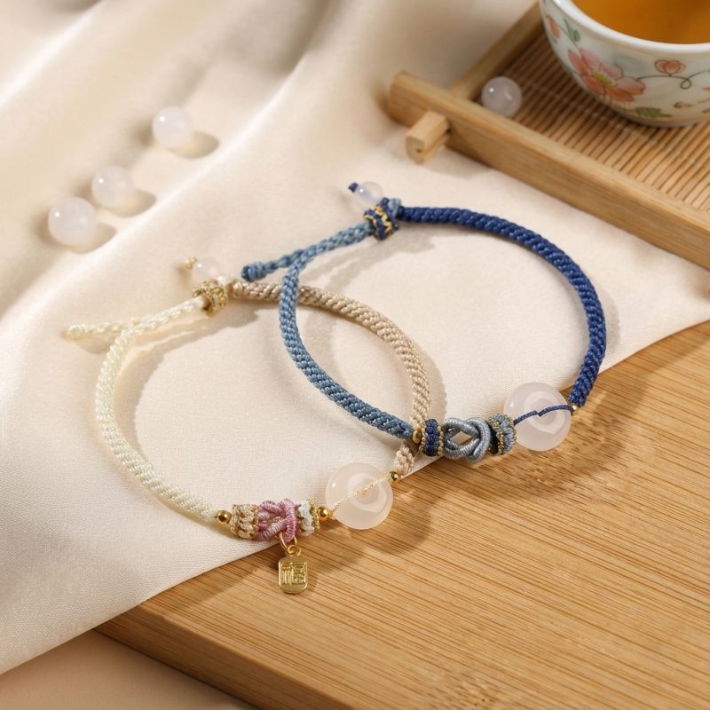 White Agate Fu Couple Bracelets - Give the Gift of Luck - Professional Photo