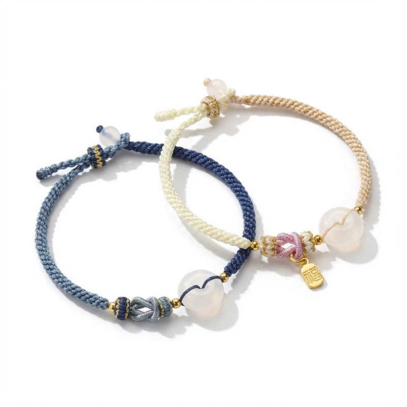 White Agate Fu Couple Bracelets - Give the Gift of Luck - Professional Photo