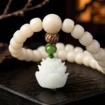 White Jade Bodhi Seed Mala - 108 Beads Bracelet/Necklace - Professional Photo