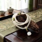 White Jade Bodhi Seed Mala - 108 Beads Bracelet/Necklace - Professional Photo